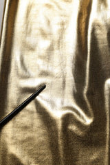 Dolce & Gabbana Gold Metallic Polyester Skinny Trousers Pants