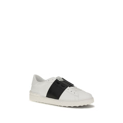 Valentino Garavani Black And White Calf Leather Bos Taurus Low Top Sneakers