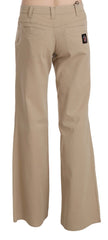 Just Cavalli Beige Mid Waist Flared Luxury Trousers