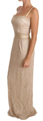 Dolce & Gabbana Elegant Beige Sheath Floor-Length Dress