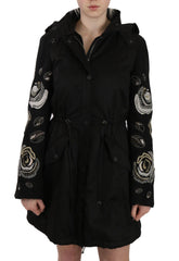 John Richmond Elegant Black Beaded Parka Jacket for Women