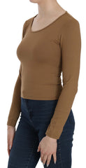 GF Ferre Elegant Brown Fitted Blouse for Sophisticated Evenings