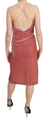 PINKO Pink Lace Silk-Blend Midi Dress with Side Slit