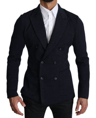 Dolce & Gabbana Elegant Dark Blue Dotted Slim-Fit Blazer