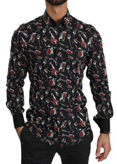 Dolce & Gabbana Black Musical Instrument Slim fit Shirt