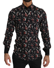 Dolce & Gabbana Black Musical Instrument Slim fit Shirt