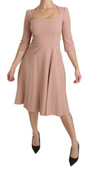 Dolce & Gabbana Elegant Light Pink A-Line Knee Length Dress