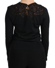 Dolce & Gabbana Elegant Silk-Blend Black Lace Blouse