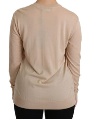 Dolce & Gabbana Elegant Beige Lace Crew Neck Cashmere Blouse