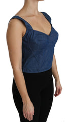 Dolce & Gabbana Elegant Sleeveless Bustier Top in Blue