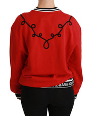 Dolce & Gabbana Radiant Red Sequined Crew Neck Sweater