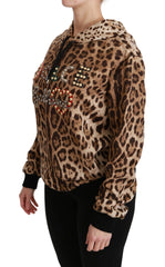 Dolce & Gabbana Elegant Leopard Print Hooded Sweater