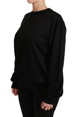 Dolce & Gabbana Elegant Black Cotton Crew Neck Pullover Sweater