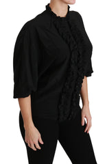 Dolce & Gabbana Elegant Black Silk Short Sleeve Blouse