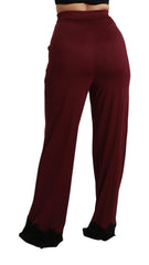 Dolce & Gabbana Elegant Maroon High Waist Wide Leg Trousers