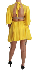 Dolce & Gabbana Silk Pleated A-line Mini Dress in Sunshine Yellow