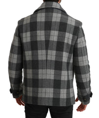 Dolce & Gabbana Gray Check Wool Cashmere Coat Jacket