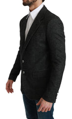 Dolce & Gabbana Elegant Gray Plaid Slim Fit Blazer