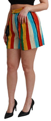 Dolce & Gabbana Multicolor Striped High-Waist Shorts