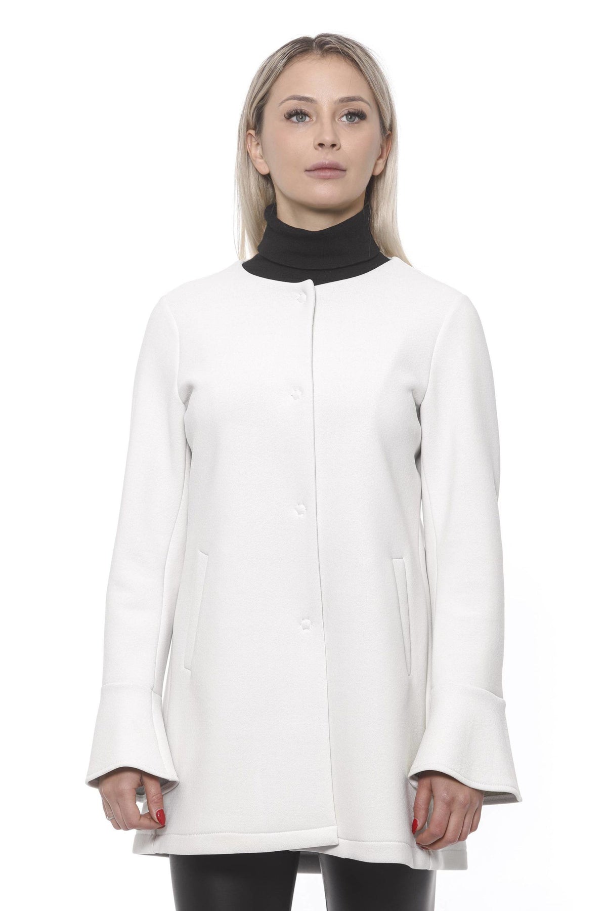 19V69 Italia Elegant White Neoprene Woman Coat