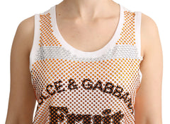 Dolce & Gabbana Crystal Embellished Sleeveless Cotton Top