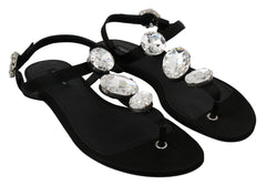 Dolce & Gabbana Elegant Crystal-Embellished Silk Sandals