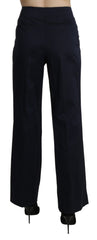 BENCIVENGA Navy Blue High Waist Straight Cotton Pants