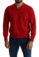 Billionaire Italian Couture Iconic Embroidered Red Wool Sweater