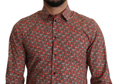 Dolce & Gabbana Elegant Red Martini Fit Cotton Shirt