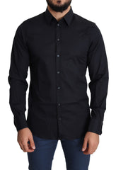 Dolce & Gabbana Sleek Black Slim Fit Cotton Stretch Dress Shirt