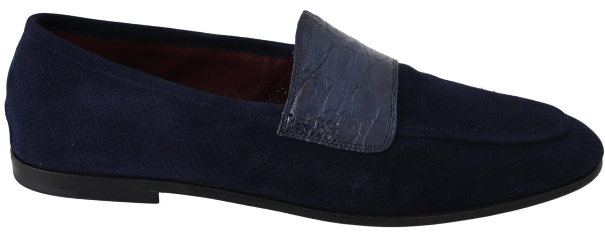 Dolce & Gabbana Elegant Blue Suede Leather Loafers