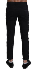 Dolce & Gabbana Elegant Skinny Black Jeans with Embroidery