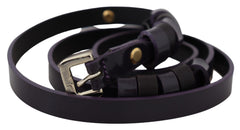 GF Ferre Chic Black Leather Belt with Chrome Silver Tone Buckle