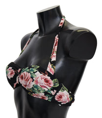 Dolce & Gabbana Elegant Black Floral Bikini Top