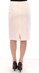 Andrea Incontri Elegant White Floral Pencil Skirt