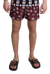 Dolce & Gabbana Maroon Elegance Men's Swimming Trunks