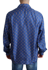 Dolce & Gabbana Blue Beach Chair Umbrella Print Silk Shirt