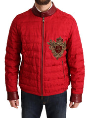 Dolce & Gabbana Red and Gold Bomber Designer Jacket