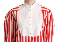 Dolce & Gabbana Elegant Red and White Stripe Cotton Polo Top