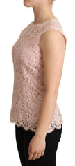 Dolce & Gabbana Elegant Pink Lace Sleeveless Blouse