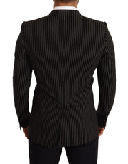 Dolce & Gabbana Elegant Striped Wool Blazer with Silk Lining