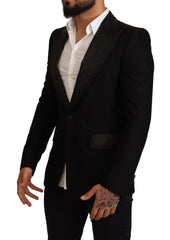 Dolce & Gabbana Black Wool Slim Fit Coat Blazer Jacket