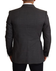 Dolce & Gabbana Chic Gray Check Martini Slim Fit Double-Breasted Blazer