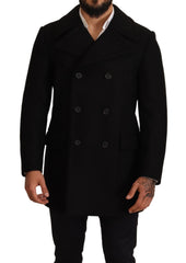 Dolce & Gabbana Elegant Black Double Breasted Trench Coat