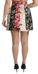 Dolce & Gabbana Floral Jacquard Asymmetrical Mini Skirt