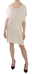 Costume National Chic Cream A-Line Elbow Sleeve Dress