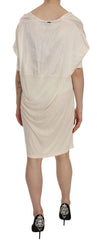 Costume National Chic Cream A-Line Elbow Sleeve Dress