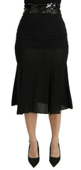 Dolce & Gabbana Chic High Waist Black Silk Blend Skirt