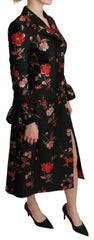 Dolce & Gabbana Black Floral Embroidered Jacket Coat