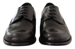 Dolce & Gabbana Elegant Black Lizard Skin Derby Shoes